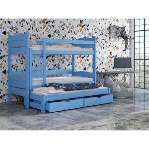 Detská poschodová posteľ 90 cm Celsa (modrá). Akcia -31%. Vlastná spoľahlivá doprava až k Vám domov
