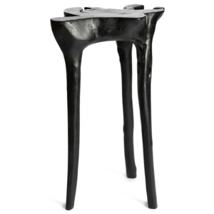 Čierny príručný stolík z teakového dreva Simla Jungle, ⌀ 40 cm
