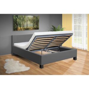 Moderná posteľ Fanny 140x200 cm matrac: matrace 15 cm, farba čalúnenie: eko koža šedá, úložný priestor: s úložným priestorom
