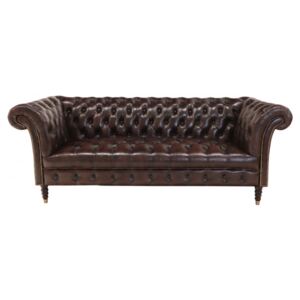Pohovka trojmiestna Chesterfield Bath z pravej hovädzej kože Brown