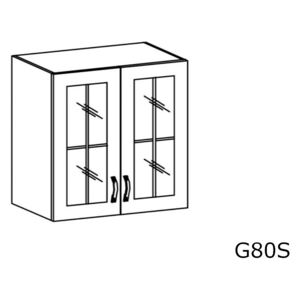 Kuchynská skrinka horná dvojdverová presklená PROWANSJA G80S, 80x72x32, biela/sosna Andersen