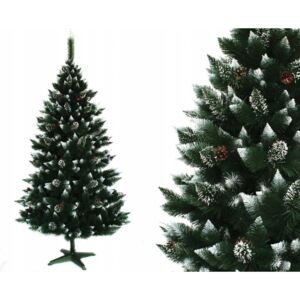 Luxusný vianočný stromček s bielymi koncami a šiškami 150 cm Zelená