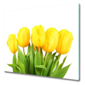 Sklenená doska na krájanie žlté tulipány