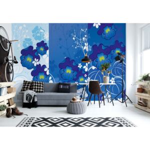 GLIX Fototapeta - Flowers Blue Modern Design Vliesová tapeta - 208x146 cm