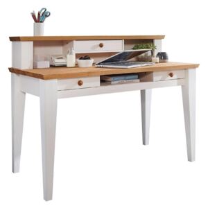 Nábytok Provence Písací stôl Marone, dekor biela/drevo, masív, borovica