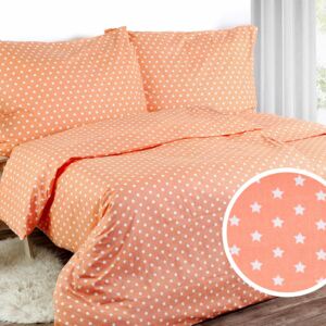 Goldea bavlnené posteľné obliečky - vzor 459 hviezdičky na oranžovom 140 x 200 a 70 x 90 cm