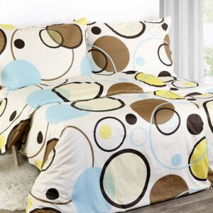 Goldea bavlnené posteľné obliečky - vzor 298 farebné kolesá a kruhy na béžovom 140 x 200 a 70 x 90 cm