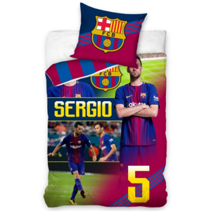 CarboTex Bavlnené obliečky FC Barcelona Sergio, 140 x 200 cm, 70 x 80 cm