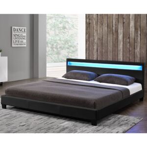 Goleto Čalouněná postel Paris 140 x 200 cm s LED osvětlením | černá