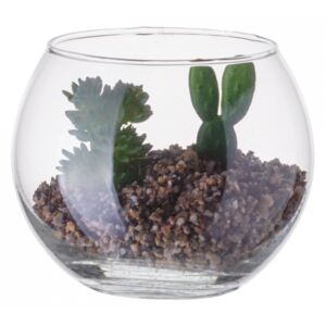S-art - Váza guľatá s dekoračnou rastlinou - S-Art 10 cm (593609)