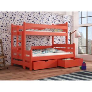 Detská poschodová posteľ 90 cm Bivi (pomaranč). Akcia -31%. Vlastná spoľahlivá doprava až k Vám domov