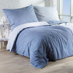 Flanelové posteľné obliečky Žaneta modré predĺžená dĺžka
