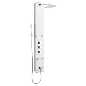 Sprchový panel Anima Glass Shower na stenu s termostatickou batériou biela GLASHOWER