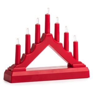 Vianočný LED svietnik, červená, plast, 15,5 x 15,5 x 3,8 cm