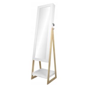 Bestent Zrkadlo so šperkovnicou 151cm White Pure