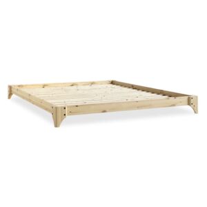 Manželská posteľ z borovicového dreva s matracom Karup Design Elan Comfort Mat Natural/Natural, 140 × 200 cm