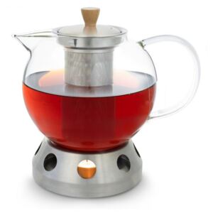 Klarstein Sencha, dizajnová kanvica na čaj, s ohrievačom Hibiscus z ušľachtilej ocele, 1,3 l, vkladacie sitko