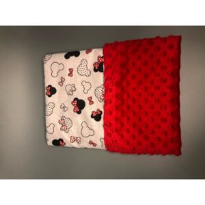 Deka Biela Mickey Mouse/minky červená 100x75 cm