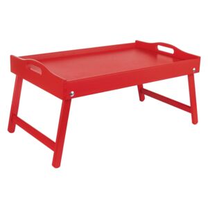 ČistéDrevo Drevený servírovací stolík do postele 50x30 cm červený
