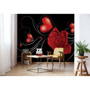 Fototapeta - Hearts Rose Modern Vliesová tapeta - 416x254 cm