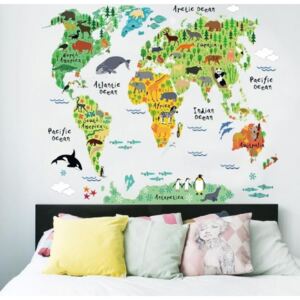 Slevnuj Dekoračné samolepka na stenu - detská mapa sveta