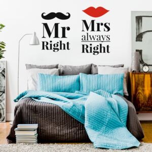 Nálepky na stenu Home - nápis - Mr Right & Mrs always Right N047
