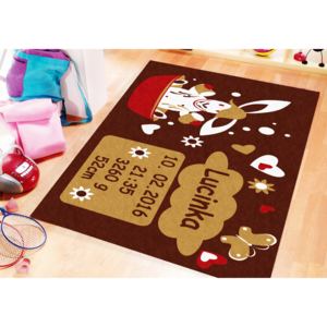 GDmats© -kusový koberec - detský - personalizovaný Baby koberec - dark brown, Rozmer 70 x 100 cm, Druh zakončenia Bez obšitia, Material GD 700 Komfort