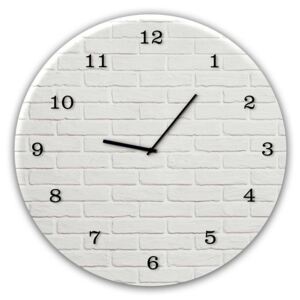 Sklenené nástenné hodiny - Styler White Brick, Ø 30 cm
