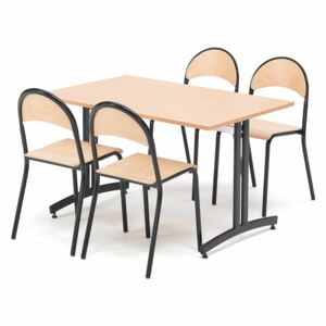 Jedálenská zostava: Stôl Sanna + 4 stoličky Tampa, buk/čierna