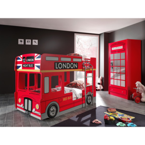 Detská izba s poschodovou posteľou London bus - Šatníková skriňa: 90x56x190