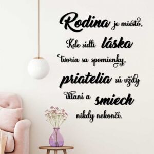 Nalepovací citát o rodine, láske a priateľstve z dreva