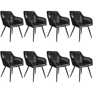 Tectake 404109 8 stoličky z umelej kože marilyn - černá