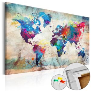Obraz na korku - World Map: Colourful Madness [Cork Map] 90x60 cm