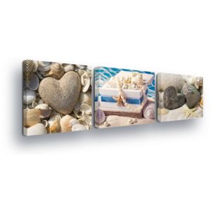 Obraz na plátne - Beach Stones Trio 3 x 25x25 cm