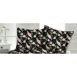 Zdravsi-spanok Obliečka na vankúšik Ružový kvet na čiernom Rozmer vankúšik: 40x40cm