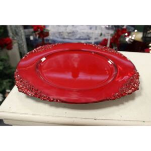 Červený lesklý klubový tanier 35cm