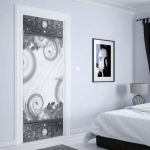 GLIX Fototapeta na dvere - Grey Swirls Ornamental Design