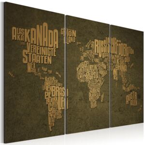 Obraz na plátne - The map of the World, German language:Beige continents - triptych 120x80 cm