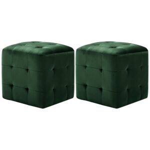 Nočné stolíky 2 ks zelené 30x30x30 cm zamatová látka