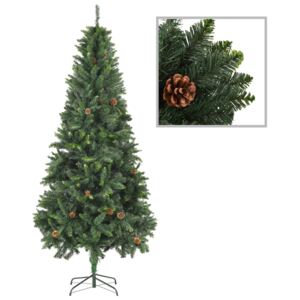 Umelý vianočný stromček s borovicovými šiškami zelený 210 cm