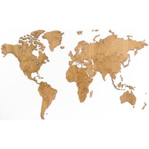 MiMi Innovations Nástenná mapa sveta Exclusive, dubové drevo 130x78 cm