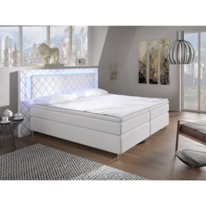 Manželská posteľ Boxspring 140 cm Pius (biela) (s matracmi). Akcia -31%. Vlastná spoľahlivá doprava až k Vám domov