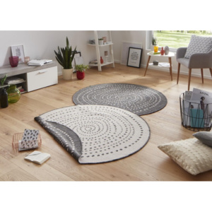 Bougari - Hanse Home koberce akcia: Kusový koberec Twin-Wendeteppiche 103112 grau creme kruh - 140x140 kruh cm