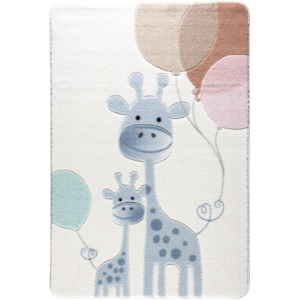 Detský svetlomodrý koberec Confetti Happy Giraffe, 133 x 190 cm