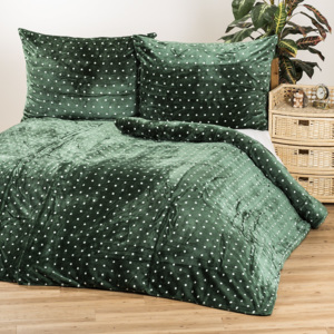Jahu Obliečky mikroplyš Polka zelená, 140 x 200 cm, 70 x 90 cm
