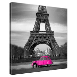 Obraz na plátne Ružové auto v Paríži 30x30cm 2004A_1AI