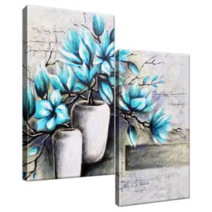 Obraz na plátne Modré magnólie vo vázach 60x60cm 3907A_2A