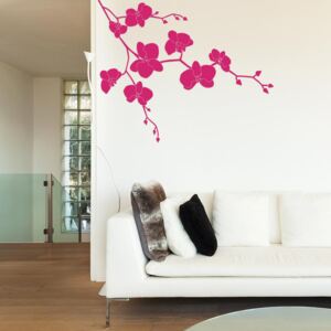 GLIX Květinová dekorace II. -samolepka na zeď Růžová 50 x 40 cm