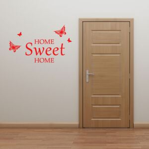 GLIX Domov sladký domov - samolepka na stenu Červená 70 x 45 cm