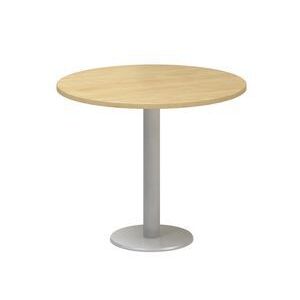 Kruhový konferenčný stôl Alfa 400 so sivým podnožím, 90 x 74,2 cm, dezén divoká hruška